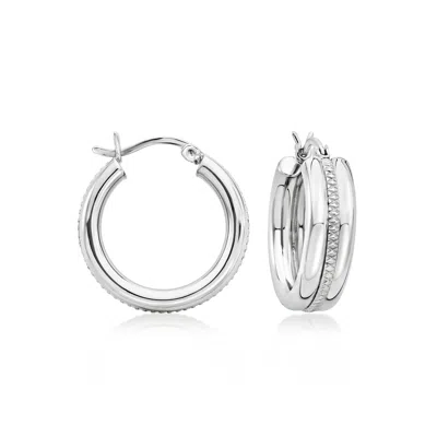 Ross-simons Sterling Silver Striped Hoop Earrings