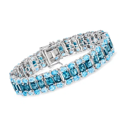 Ross-simons Tonal Blue And White Topaz Bracelet In Sterling Silver In Multi