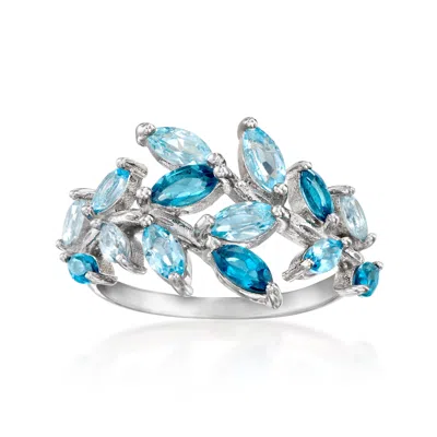 Ross-simons Tonal Blue Topaz Vine Ring In Sterling Silver In Metallic
