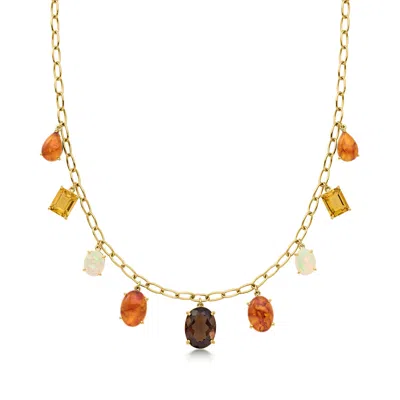 Ross-simons Tonal Multi-gemstone Drop Necklace In 18kt Gold Over Sterling