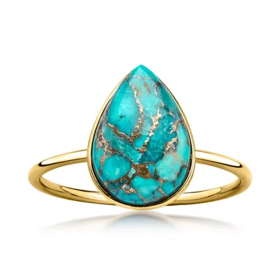 Ross-simons Turquoise Ring In 10kt Yellow Gold In Green