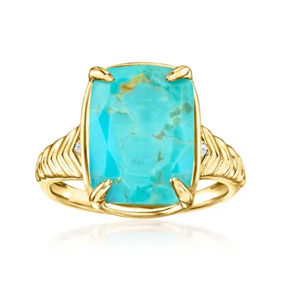 Ross-simons Turquoise Ring With Lab-grown Diamonds In 18kt Gold Over Sterling