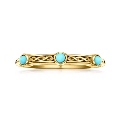 Ross-simons Turquoise Station Ring In 14kt Yellow Gold