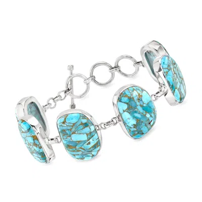 Ross-simons Turquoise Toggle Bracelet In Sterling Silver In Metallic