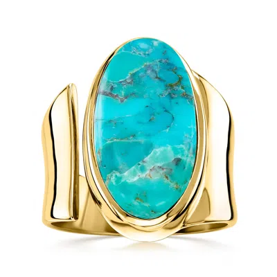 Ross-simons Turquoise Wrap Ring In 18kt Gold Over Sterling In Multi