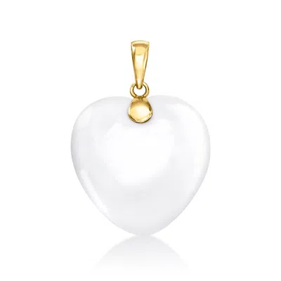 Ross-simons White Agate Heart Pendant In 10kt Yellow Gold In Silver