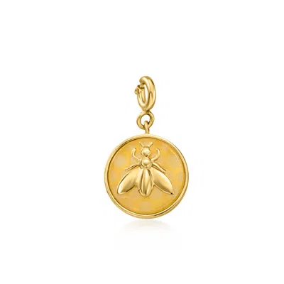 Ross-simons Yellow Jade Bumblebee Charm In 18kt Gold Over Sterling In Transparent