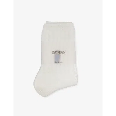 Rostersox Mens Bear-print Cotton-blend Socks White