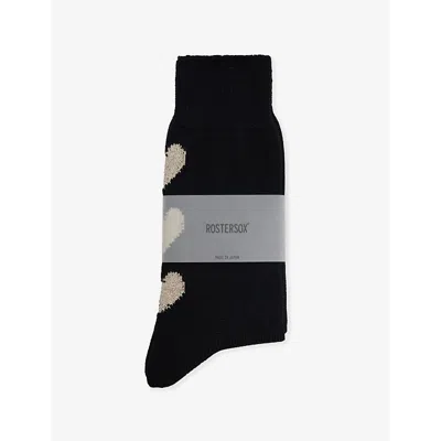 Rostersox Mens Heart By X Cotton-blend Socks Black
