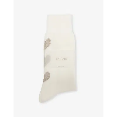 Rostersox Mens White Heart By X Cotton-blend Socks