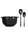 Rosti Margrethe 3-piece Bowl With Large Spoons In Black