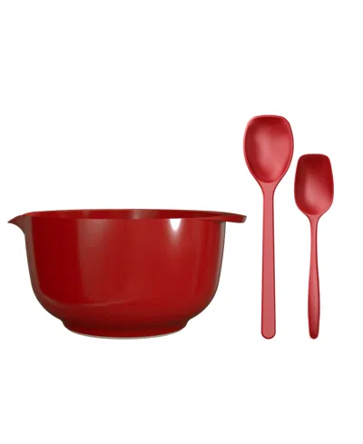 Rosti Margrethe 3-piece Bowl With Large Spoons In Red
