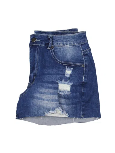 Roswear Womens Mini Distressed Denim Shorts In Blue