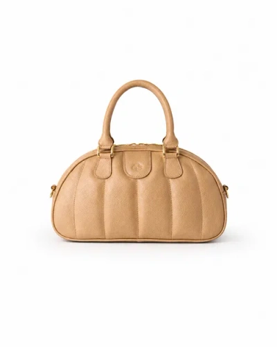 Roszuar Ameline Sculptural Italian Leather Top Handle In Brown