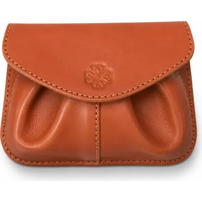 Roszuar Écrin Liora Sculptural Leather Card Case In Cognac