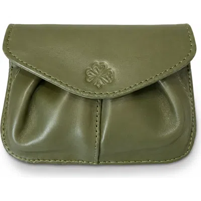 Roszuar Écrin Liora Sculptural Leather Card Case In Olive