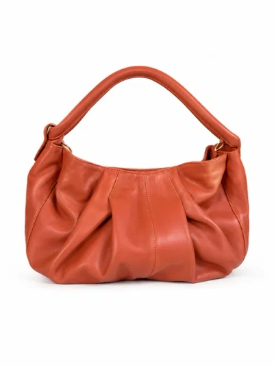 Roszuar Liora Sculptural Leather Shoulder Bag In Cognac