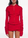 Rot 낫 소 사르트르 버튼 업 스웨터 In Red