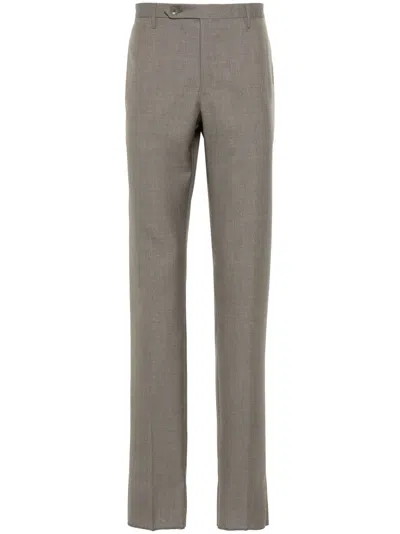 Rota Slub-texture Trousers In Brown