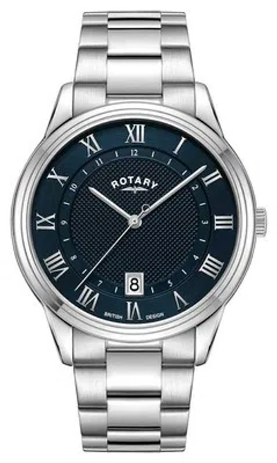Pre-owned Rotary Dress Date Quartz (40.5mm) Dark Navy Dial / Stainless Steel Gb05390/66