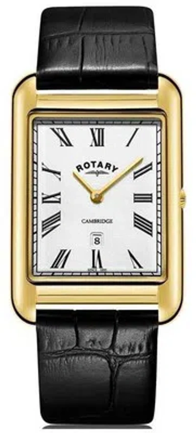 Pre-owned Rotary Dress Quartz (28.6mm) White Dial / Black Leather Strap Gs05283/01 Watch