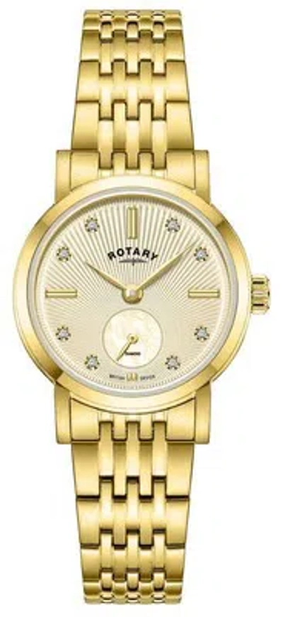 Pre-owned Rotary Dress Small-seconds Quartz (27mm) Gold Guilloché Dial / Gold