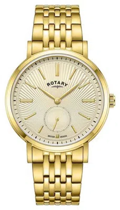 Pre-owned Rotary Dress Small-seconds Quartz (37mm) Champagne Guilloché Dial / Gb05323/03