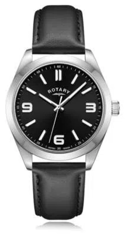 Pre-owned Rotary Men's Sport (40mm) Black Dial / Black Leather Strap Gs05770/04 Watch