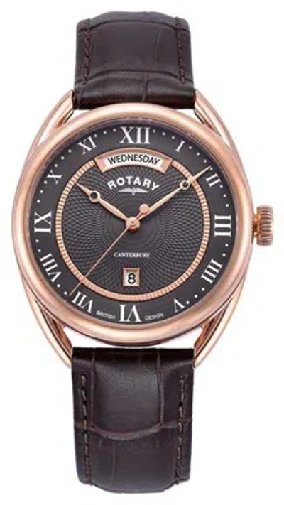 Pre-owned Rotary Traditional Day-date Quartz (38mm) Brown Dial / Brown Leather Gs05534/74