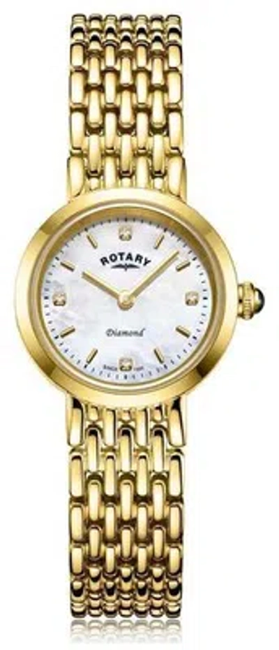 Pre-owned Rotary Traditional Diamond (22.7mm) Mother-of-pearl Dial / Gold Pvd