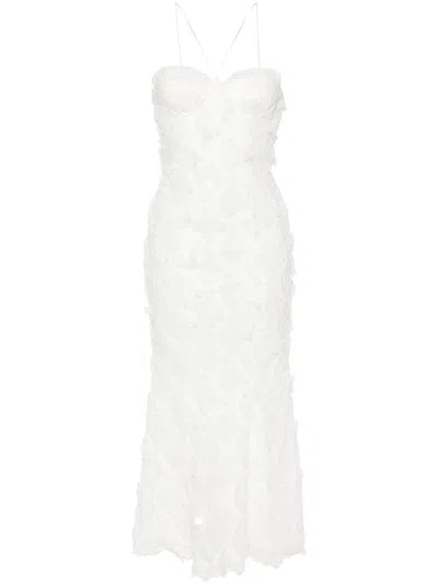 Rotate Birger Christensen Sequined Tulle Halterneck Midi Dress In Off-white