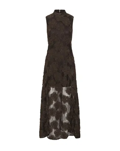 Rotate Birger Christensen 3d Floral Appliqué Maxi Dress