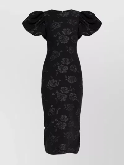 ROTATE BIRGER CHRISTENSEN 3D FLORAL JACQUARD MIDI DRESS
