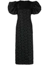 Rotate Birger Christensen Rotate Ruby Jacquard Crewneck Midi Dress In Black
