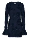 Rotate Birger Christensen Rotate Tulle Dress With All-over Rose Details In Black