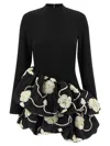 Rotate Birger Christensen Embroidered Long Sleeve Dress With Ruffled Hem In Multi