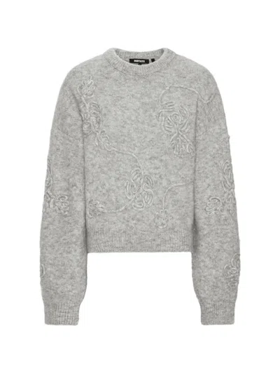 Rotate Birger Christensen 3d Flower Knit In Gray