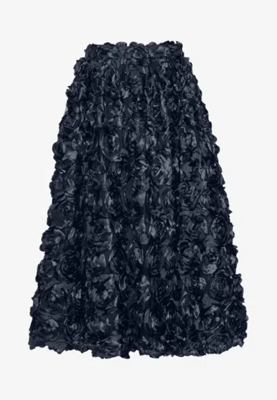 Rotate Birger Christensen 3d Flower Midi Sun Skirt In Blue