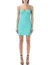 Rotate Birger Christensen Sweetheart-neck Jacquard Minidress In Blue