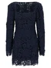 Rotate Birger Christensen Rotate Intricate Lace Dress With Wide Neckline In Blue