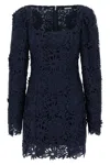 Rotate Birger Christensen Rotate Intricate Lace Dress With Wide Neckline In Blue