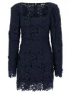 Rotate Birger Christensen Rotate Intricate Lace Dress With Wide Neckline In Blue