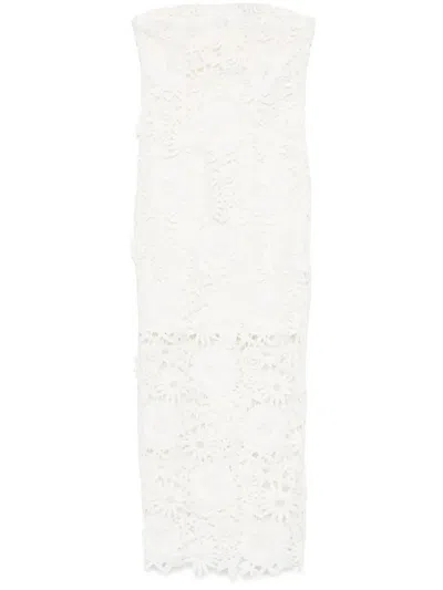 Rotate Birger Christensen 3d Lace Midi Dress In Beige