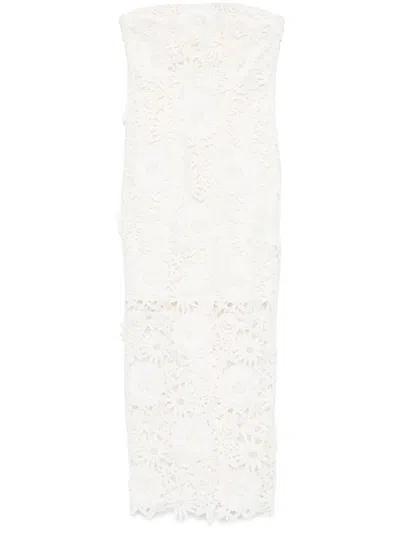 ROTATE BIRGER CHRISTENSEN 3D LACE MIDI DRESS WHITE