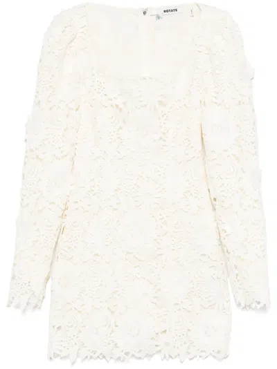 Rotate Birger Christensen 3d Lace Mini Dress In 中性色