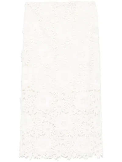 Rotate Birger Christensen 3d Lace Pencil Skirt In 中性色