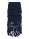Rotate Birger Christensen Guipure Lace Midi Skirt In Blue