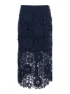 Rotate Birger Christensen Guipure Lace Midi Skirt In Blue