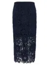 Rotate Birger Christensen Guipure Lace Midi Skirt In Blue