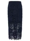 Rotate Birger Christensen Guipure Lace Midi Skirt In Blue